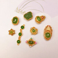 wholesale S925 silver gold-plated natural Hetian jadeite gourd chain accessories DIY semi-finished bracelet necklace string ornament-Hexagonal Star