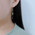 wholesale 925 silver inlaid gemstone earrings with a sense of design, luxury, and sophistication—Natural Diopside Earrings, Flourish Collection-0-2