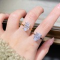 wholesale S925 Sterling Silver with 18K Gold Plated Women's Ice-Cut 8X12 Large Carat Solitaire Ring-0-3