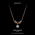 S925 Silver New Deer-themed Pendant Necklace with 1ct Moissanite for Valentine's Day-0-5