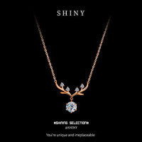 S925 Silver New Deer-themed Pendant Necklace with 1ct Moissanite for Valentine's Day-S925 sterling silver rose gold + 1 carat moissanite