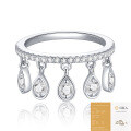 Silver Fringe Ring with Moissanite, Creative and Tarnish-Resistant-0-5