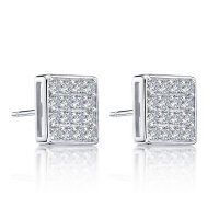 Metal French Light Luxury Lady Earrings, Wholesale Direct.-Simple square stud earrings [K white]