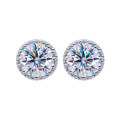wholesale S925 Sterling Silver Moissanite Web Stud Earrings for Women, Small Design Earrings with Elegant and High-End Feel, Round Diamond Earrings-0-4