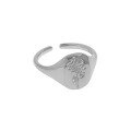 wholesale S925 Sterling Silver 650 Korean Version Ins Small and Unique Design Minimalist Versatile Geometric Ellipse Rose Open Adjustable Ring for Women-0-4