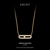 22K Gold S925 Sterling Silver Moissanite Light Luxury Fashion Pendant Necklace-S925 sterling silver, 22K gold, and moissanite.