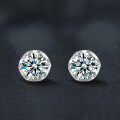 925 Silver Cross-Border Hot-Style Six-Claw D Color Moissanite Stud Earrings, Factory Direct-0-0