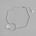 wholesale S925 Sterling Silver SB020 Korean-style Ankle Chain with Minimalist Geometric Circle and Round Charm, Versatile Silver Jewelry for Women-0-0
