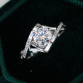 S925 Sterling Silver Moissanite Women's Twist Shank Angel's Kiss Proposal Ring-0-0