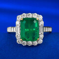 wholesale S925 Silver New Style Simulated Emerald 2 Carat Group Setting Full Diamond Ring for Women 7*9 Cross-Border-0-0