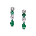wholesale Gold Plated 925 Silver Emerald Green High Carbon Diamond Bójiā Rose Waterdrop Luxury Jewelry Earrings for Women-0-4