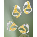 wholesale S925 Sterling Silver Geometric Cut-Out Textured Two-Tone Plated Sweet and Edgy Design Earrings for Women-0-1