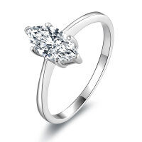 Metal Heart-Cut Zirconia Women's Split Shank Solitaire Ring, Light Luxury Cross-Border Hot-Style Wholesale.-Marquise-shaped solitaire diamond ring [K white]  US$10