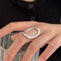 wholesale S925 Sterling Silver Geometric Ring for Women, Light Luxury with a Sense of High-End Exaggerated Line Wrapping Adjustable Open Finger Ring-0-0