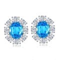 wholesale S925 Sterling Silver Women's Earrings with Aquamarine and High Carbon Diamond Full Diamond Jewelry for Amazon Cross-Border Live Streaming-0-4