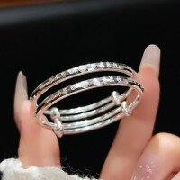 wholesale 9999 Sterling Silver Children's Bracelet Sliding Silver Bracelet Ice Crush Auspicious Words Bangle Baby Bracelet Wholesale Full Moon Gift-SDMX128#1.65-15g Auspicious Fortune