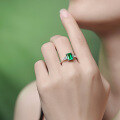 wholesale S925 Silver Love Rumei Light Luxury Jewelry Simple Princess Cut Lab-Grown Emerald Fashion Gemstone Ring Wholesale-0-1