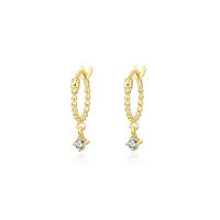 wholesale 925 Sterling Silver Minimalist Geometric Circle Stud Earrings With Zircon, Cross-border Ready-E2772-Gold 925 Silver