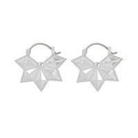 wholesale S925 sterling silver 764 Korean version small and unique ins minimalist style elegant round bead edge maple leaf design earrings for women-Platinum>925 silver