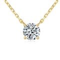 wholesale 18k Gold Plated S925 Silver Classic Minimalist 4-Prong 1-2 Carat Round Moissanite White Diamond Collarbone Necklace-0-4