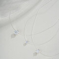 Sterling Silver Invisible Fishline Pendant Necklace with 1ct Moissanite-0-1