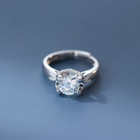 wholesale S925 Sterling Silver Fresh and Sweet Ins Style Niche Design Exquisite Diamond-Inlaid U-Shaped Ring R02643-S925 silver ring Adjustable opening