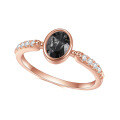 wholesale S925 Sterling Silver with Rose Gold Plated Inlaid Natural Black Rutilated Quartz Ring-0-0
