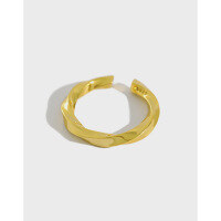 wholesale S925 Sterling Silver Korean Version Versatile Silver Ring INS Minimalist Möbius Twist Pattern Adjustable Open Ring for Women-18K Gold [No. 14/Adjustable] Opening adjustable