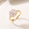 wholesale S925 Gold-Plated Silver Emerald Center Stone Moissanite Ring for Women, Luxe and Elegant, Ideal for Wedding Anniversaries-0-1