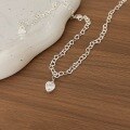wholesale S925 Sterling Silver Korean Version Love Heart Pendant Necklace for Women, Small and Chic, Minimalist and Stylish Collarbone Chain-0-2
