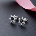 wholesale S925 Silver Korean Style Snowflake Hexagram Earrings, Ins Fashion New Floral Design Ear Studs for Women-0-5