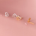 wholesale S925 Sterling Silver Korean Style Hollow-Out Small Heart Stud Earrings with Light Beads, Model M01499-0-2