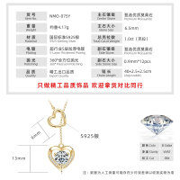 925 Silver Y-Tassel Pendant Necklace with Sparkling Moissanite Heart-Heart-shaped tassel pendant [K gold]  925 silver
