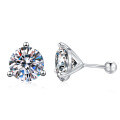S925 Sterling Silver Moissanite Three-Prong Thread Earrings Wholesale-0-3