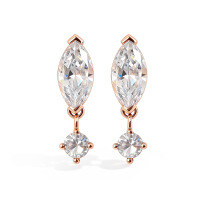 Sterling Silver Minimalist Moissanite Waterdrop Dangle Earrings-Rose gold  All Mozambique 50 points (horse eye)