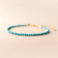wholesale S925 silver synthetic turquoise bracelet, fashionable and elegant lady retro accessory for women S5132-S925 silver beads 2.5mm