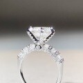 wholesale S925 Sterling Silver Firework Cut Ring for Women with 3 Carat Luxury Full Pave Six-Prong Cross-Border Moissanite Ring Wholesale-0-2