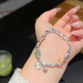 wholesale 999 Silver Lucky Bamboo Knot Agate and Broken Silver Bracelet for Women, Minimalist New Chinese Style Beaded Bracelet-0-2
