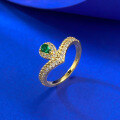 wholesale S925 Sterling Silver Simulated Emerald 5*3mm Pear-Shaped Fresh and Delicate Bezel Set Ring-0-2