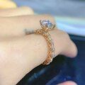 wholesale S925 Sterling Silver Cross-Border Runaway Princess Rose Gold Moissanite Ring, Non-Tarnish, High-End Versatile Women's Jewelry Band-0-3