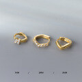 wholesale S925 Sterling Silver V-Shaped Floral Diamond Accent Mini Earring Hoop Ear Climber for Women M0365-0-2