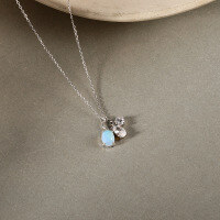 wholesale 925 Silver Vintage Fashion Moonstone Zircon Collar Necklace With Small Design-A280A-White Gold 925 Silver
