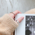 wholesale S925 Sterling Silver Korean Version Ins Indie Small Design Minimalist Versatile Heavy Work Glossy Geometric Plain Open Ring for Women-0-3