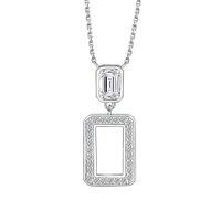 wholesale S925 Sterling Silver Square Zirconia Necklace for Women, Designed with a Sense of European and American Fashion Pendant Wholesale-Platinum 925 silver