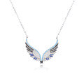 wholesale S925 Sterling Silver Elegant and Luxury Pendant Necklace Set with Diamond Zircon Angel Wing Collarbone Chain for Women-0-4