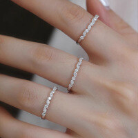 wholesale S925 Sterling Silver Red Elk Full Body Ring, Stackable Ring for Women, Light Luxury, Unique Arrangement, Exquisite, Fashionable, Versatile Ring-BZ0194-White Gold US Size 7