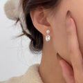 wholesale S925 Sterling Silver Swarovski High-Luster Pearl Earrings Women Korean Minimalist Design Geometric Versatile Stud Earrings-0-0