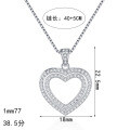 S925 Silver Moissanite Double-Layer Heart Pendant Necklace-0-3