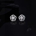 wholesale S925 Silver Plated White Gold Moissanite Rose Flower Stud Earrings Rotating Minimalist Sparkling-0-2
