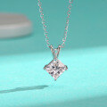 wholesale S925 Sterling Silver Cross-Border Princess Cut Moissanite Pendant Minimalist Fashion V-Shaped Rhombus Necklace Square Collarbone Chain-0-0